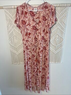 Knox Rose Pink Floral Button-Front Maxi Dress
